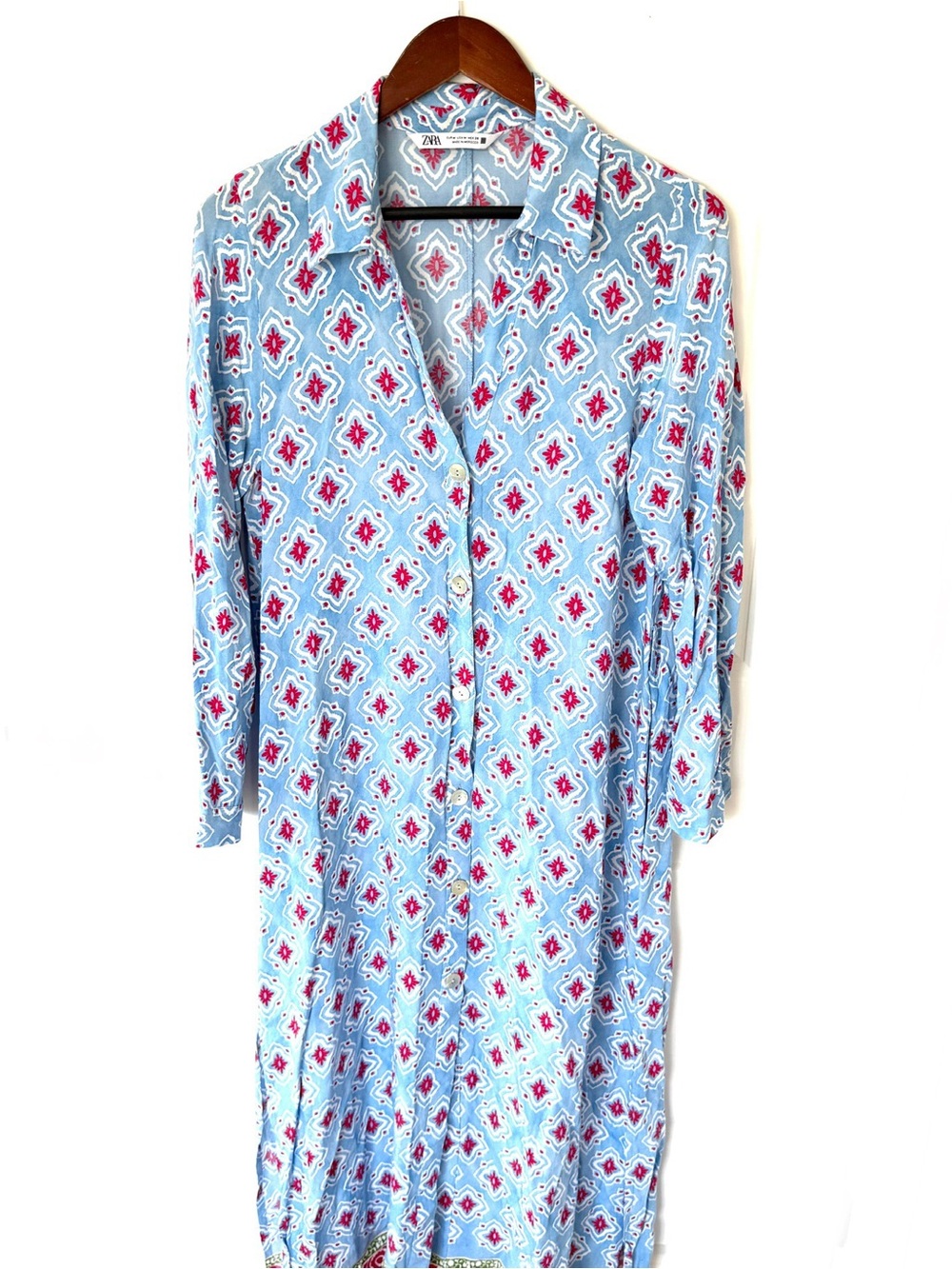 Zara Printed Maxi Dress With Pockets Size Medium